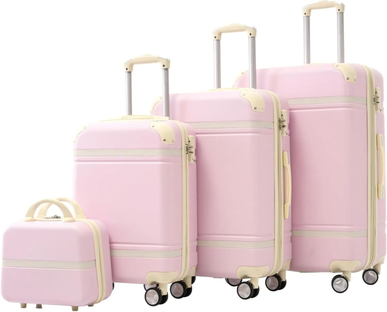4 Piece Hardside Spinner Luggage Set with TSA Lock Lightweight Expandable Travel Suitcases Including Cosmetic Case for Family Trips Business Travels 360 Degree Swivel Wheels (Light Pink   ABS)