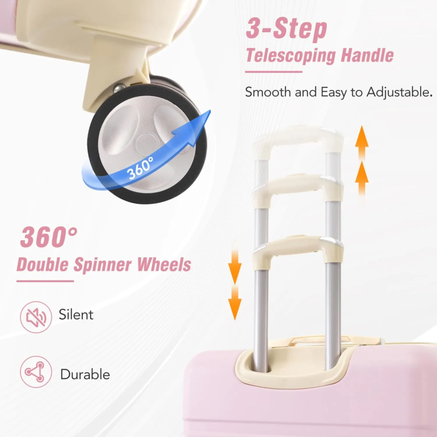 4 Piece Hardside Spinner Luggage Set with TSA Lock Lightweight Expandable Travel Suitcases Including Cosmetic Case for Family Trips Business Travels 360 Degree Swivel Wheels (Light Pink   ABS)