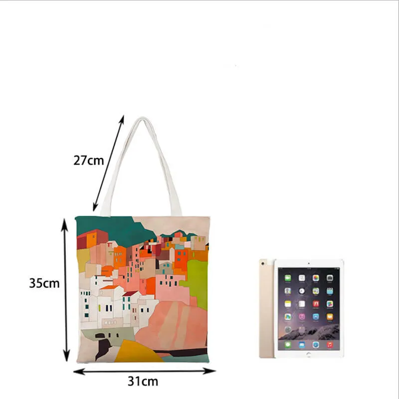Canvas Landscape Printed Handbag