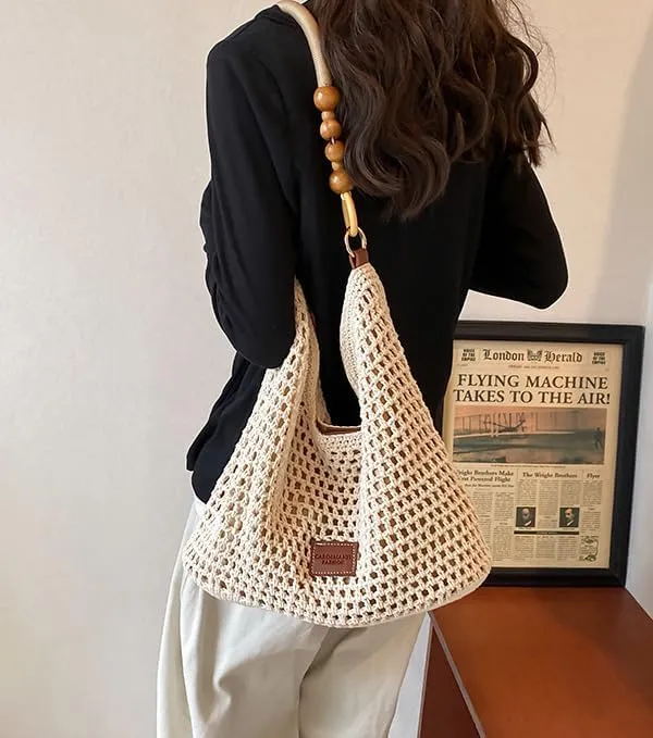 Casual Tote Bags for Women Beach Bag Woven Shoulder Handbag Ladies Cross-body Purses Commuter Travel Satchels 2025