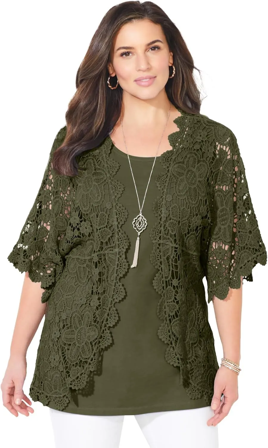 Catherines Women's Plus Size Graceful Crochet wrap