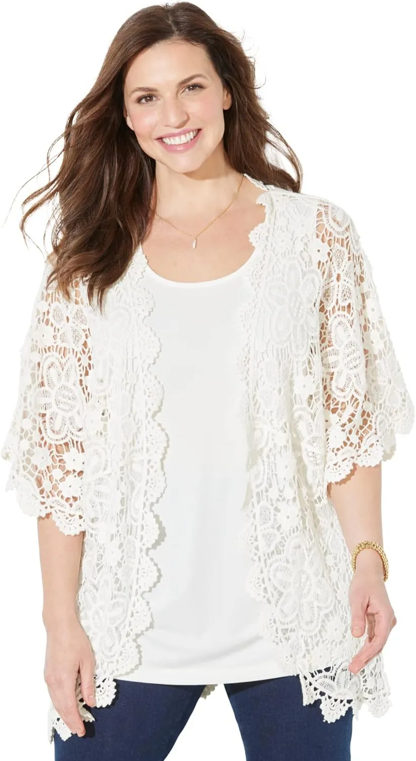 Catherines Women's Plus Size Graceful Crochet wrap