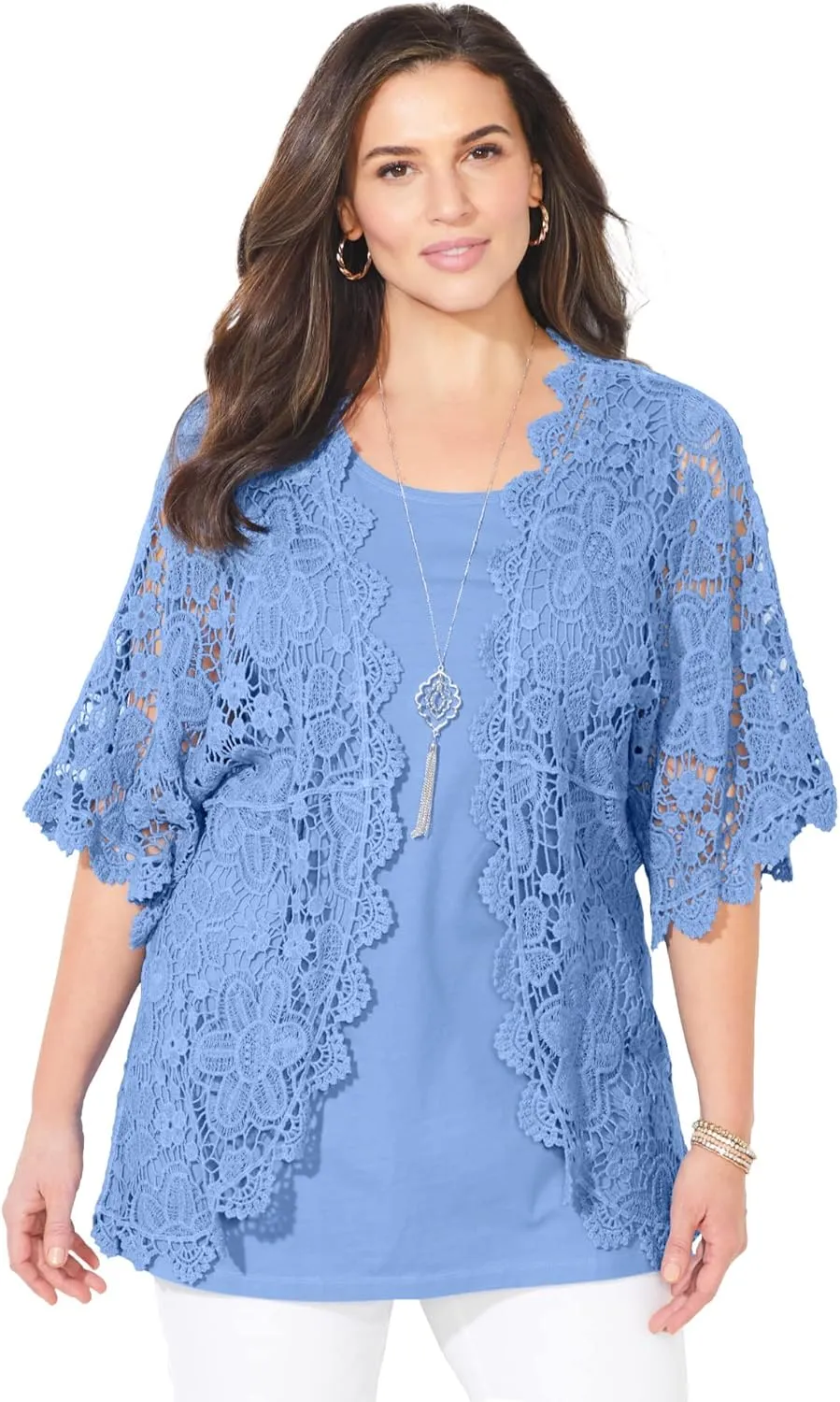 Catherines Women's Plus Size Graceful Crochet wrap