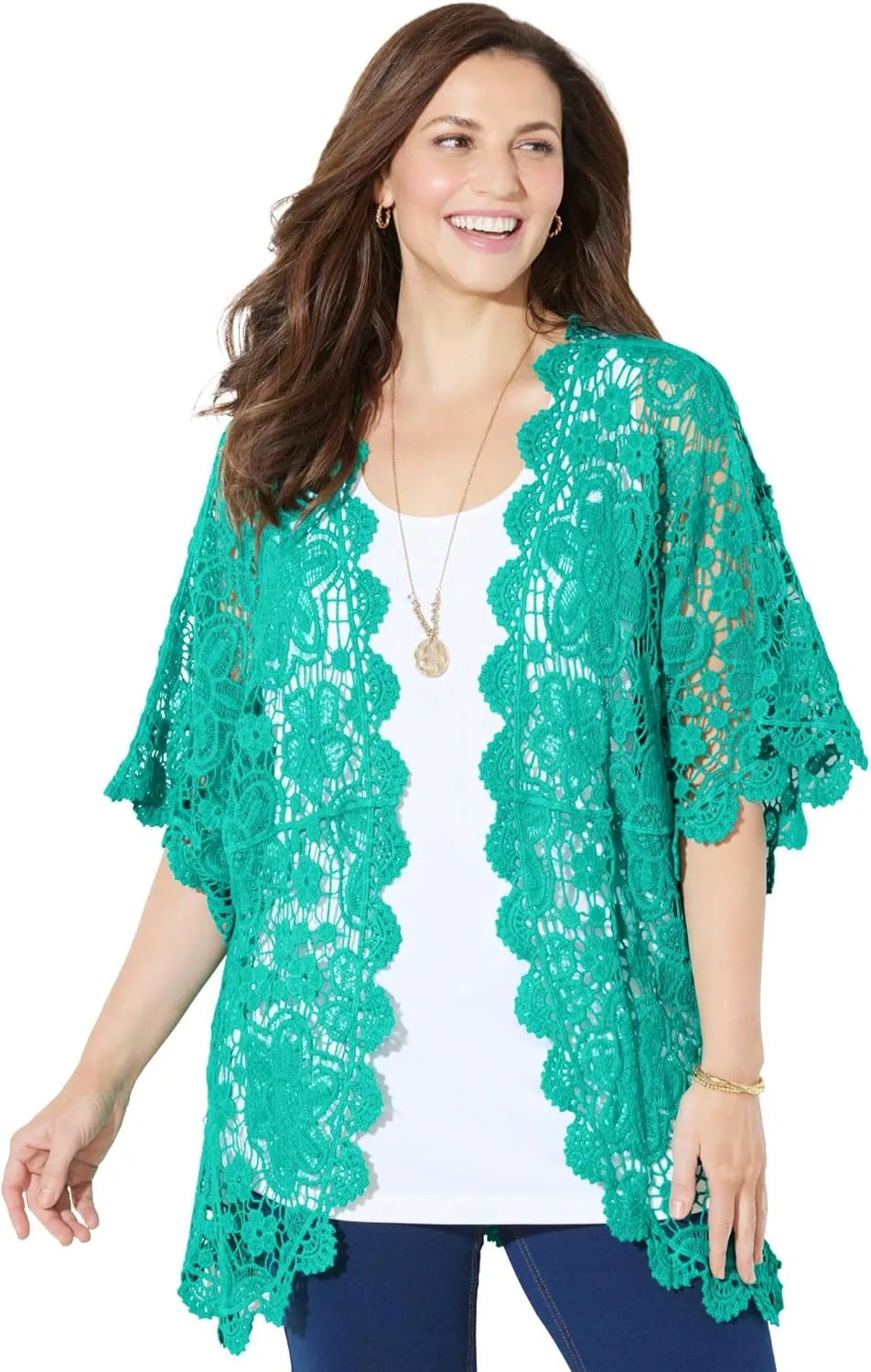 Catherines Women's Plus Size Graceful Crochet wrap