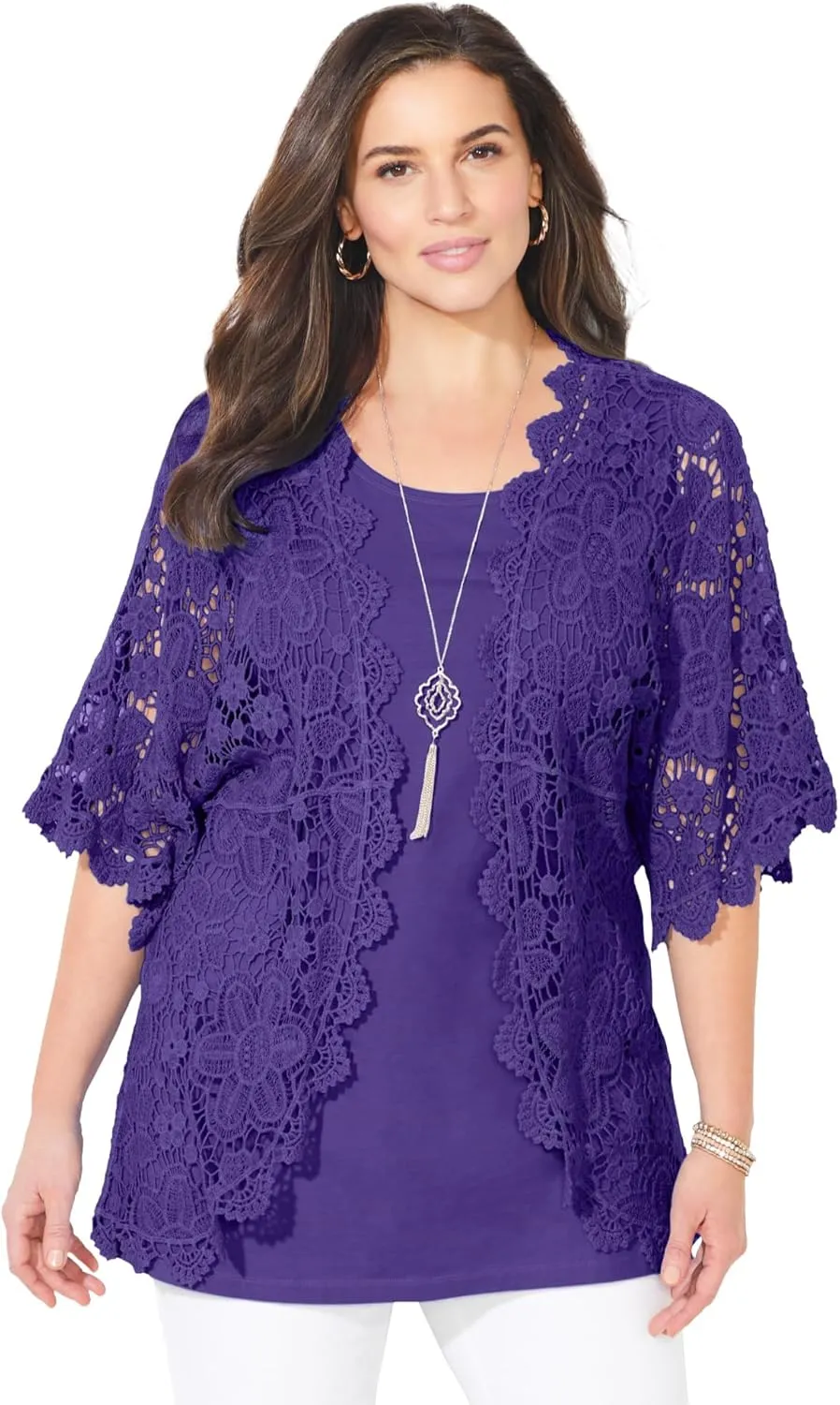 Catherines Women's Plus Size Graceful Crochet wrap
