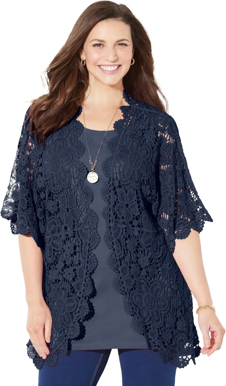Catherines Women's Plus Size Graceful Crochet wrap