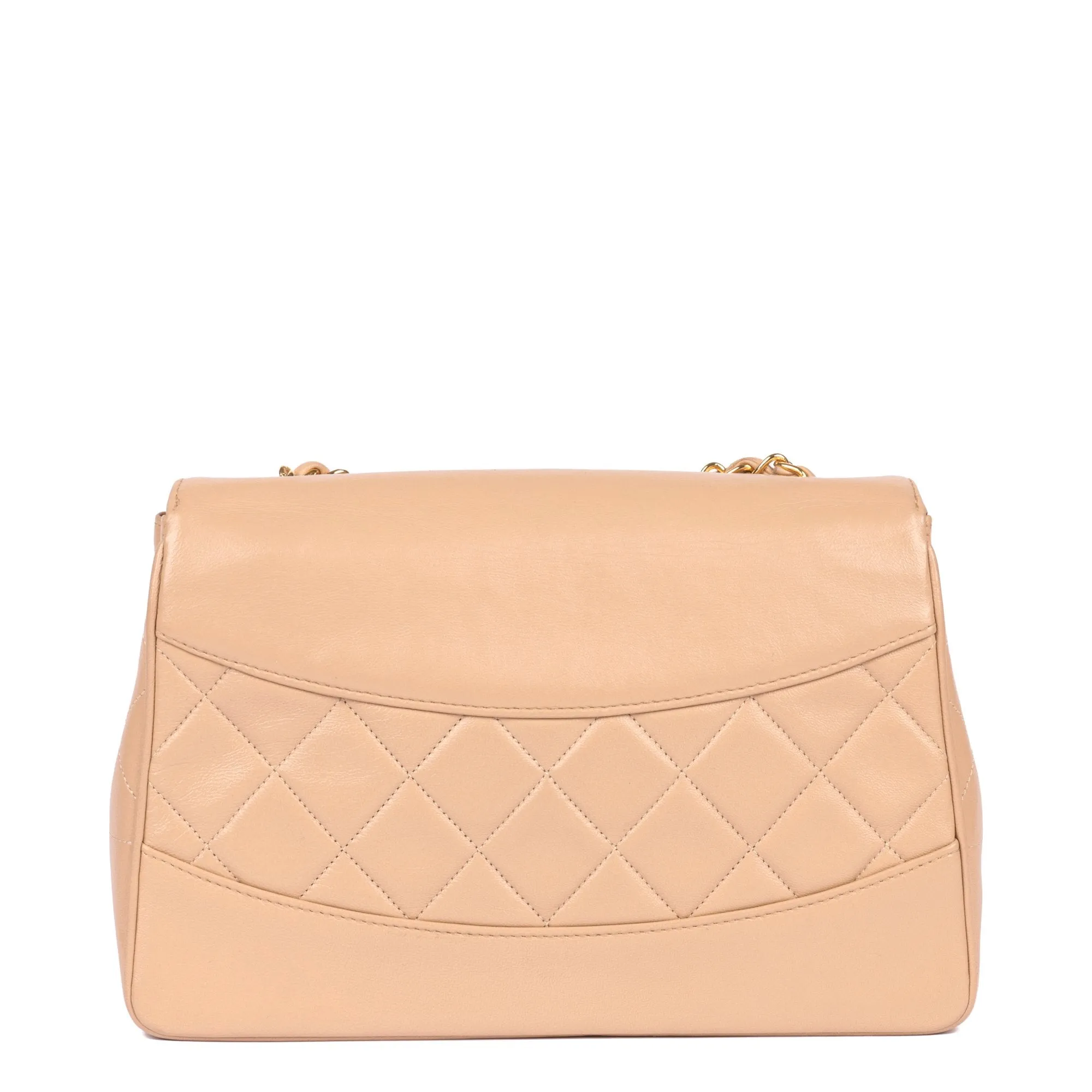 Chanel Beige Quilted Lambskin Vintage Medium Classic Single Flap Bag