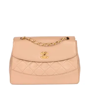 Chanel Beige Quilted Lambskin Vintage Medium Classic Single Flap Bag