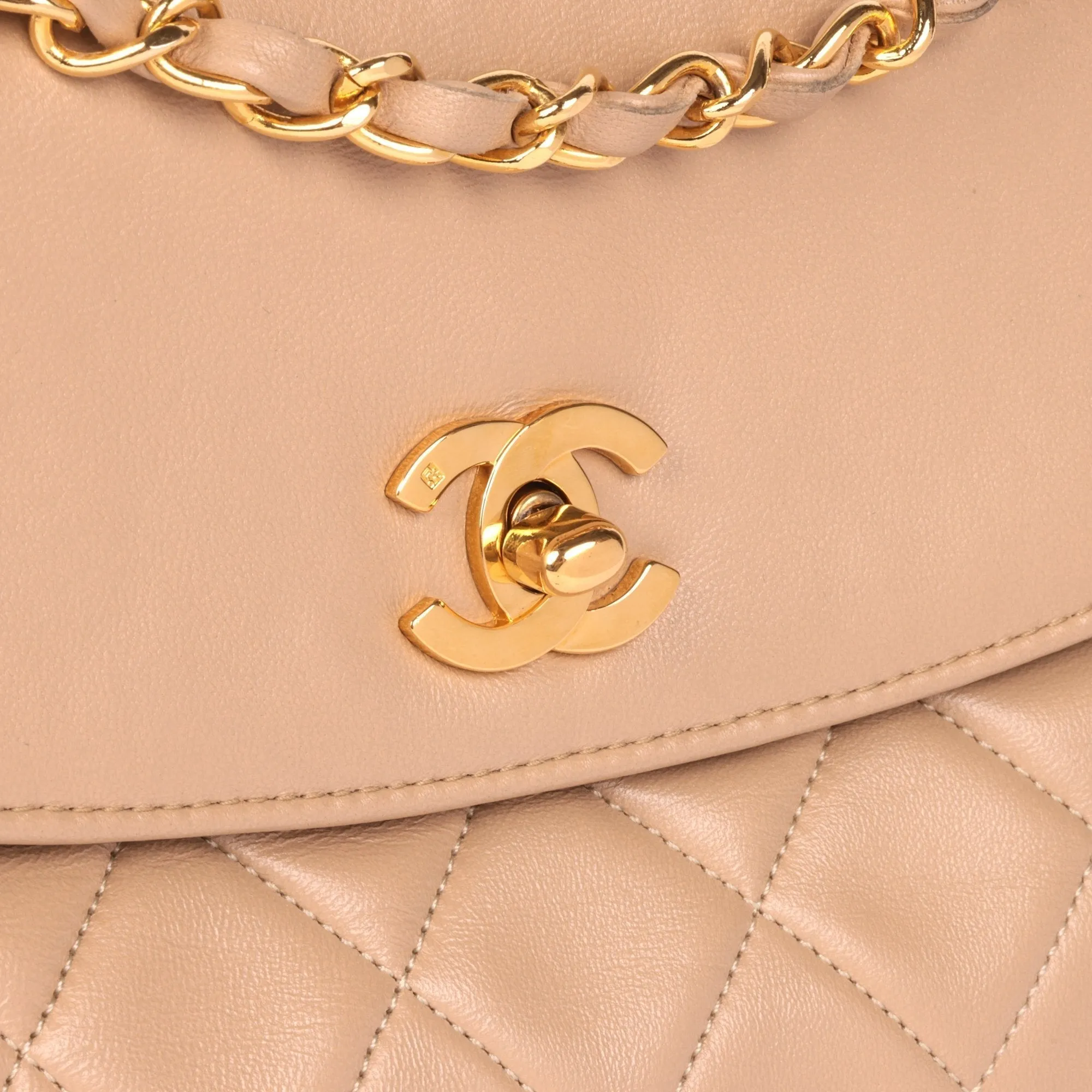 Chanel Beige Quilted Lambskin Vintage Medium Classic Single Flap Bag