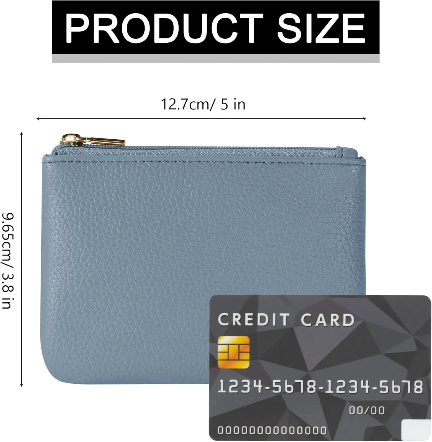 Chelmon PU Leather Coin Purse Pouch Change Holder Small With Zipper for Men Women 2 PCS Set (Black&Blue)