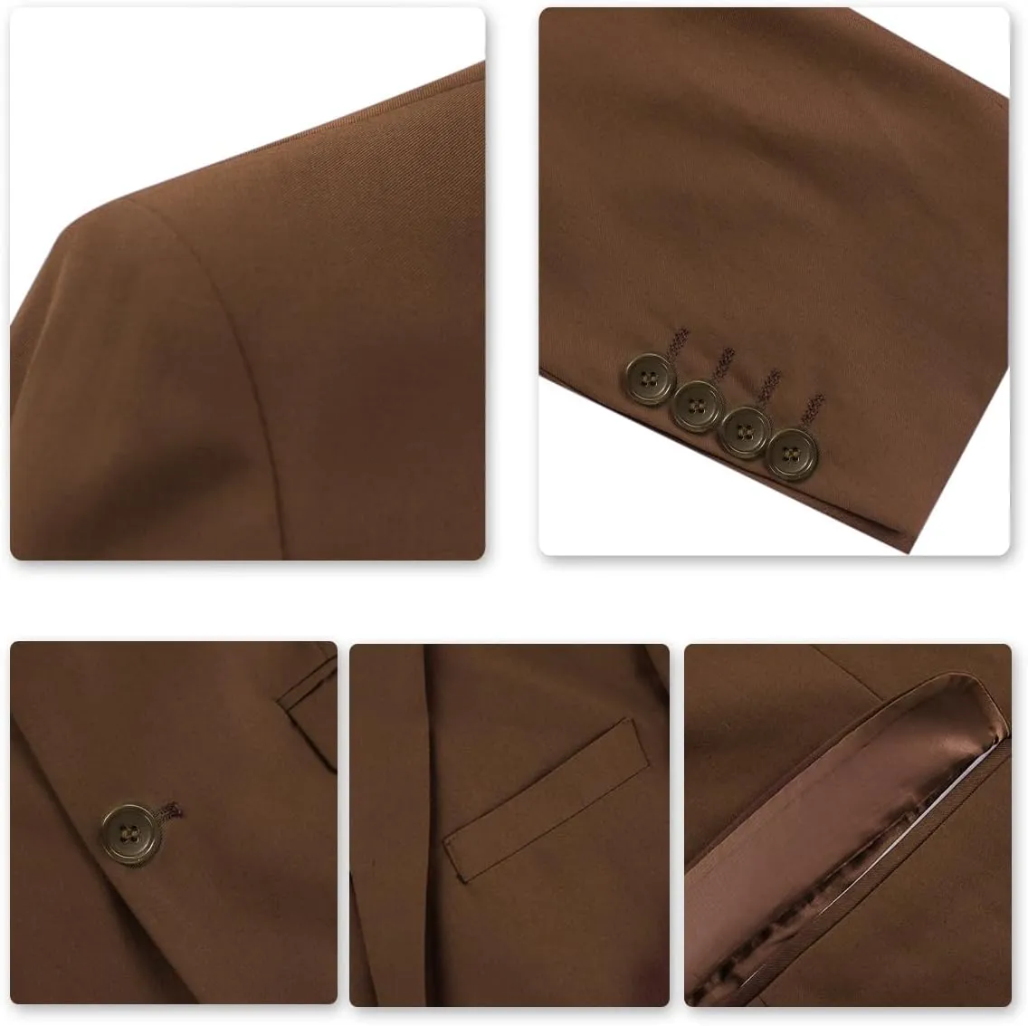 Cloudstyle Men's 3-Piece 2 Buttons Slim Fit Solid Color Jacket Smart Wedding Formal Suit