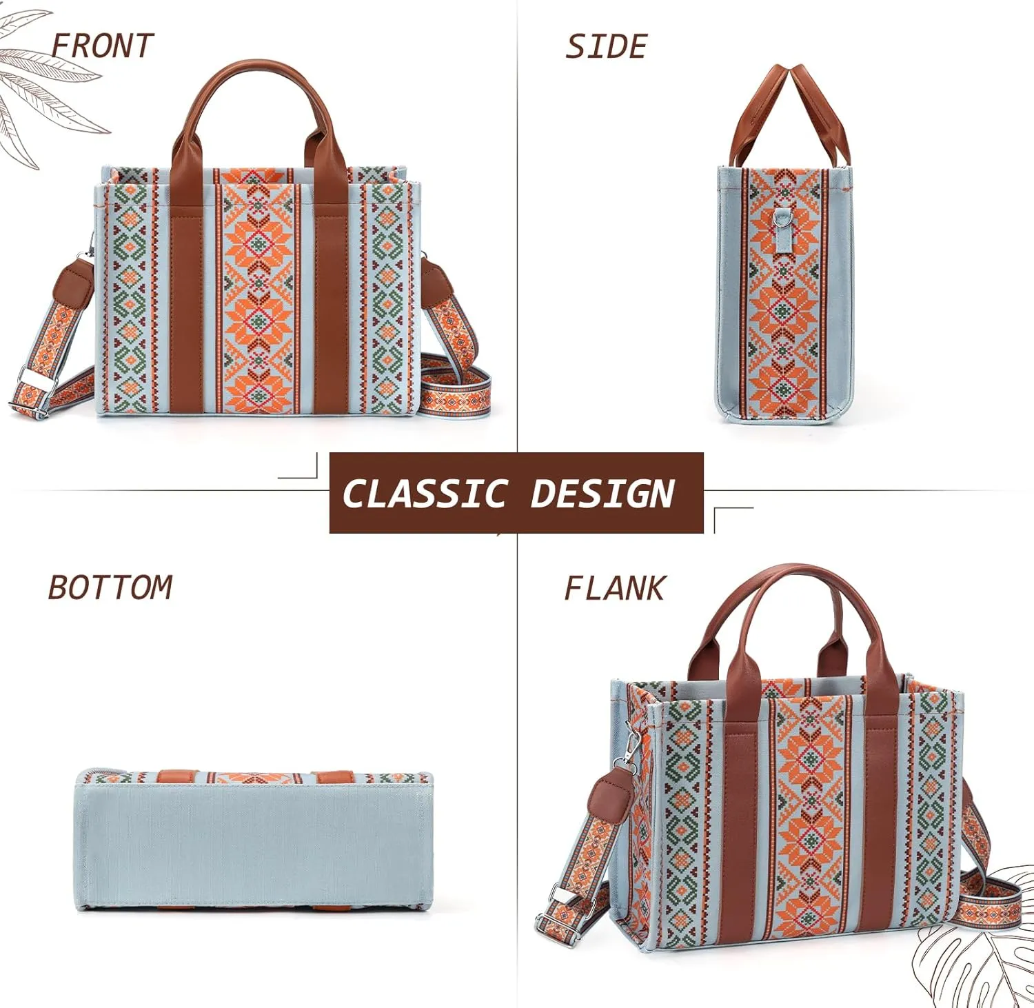 hatisan Canvas Tote Bag for Women Western Purses Shoulder Boho Bag Crossbody Bag Handbags Wallet