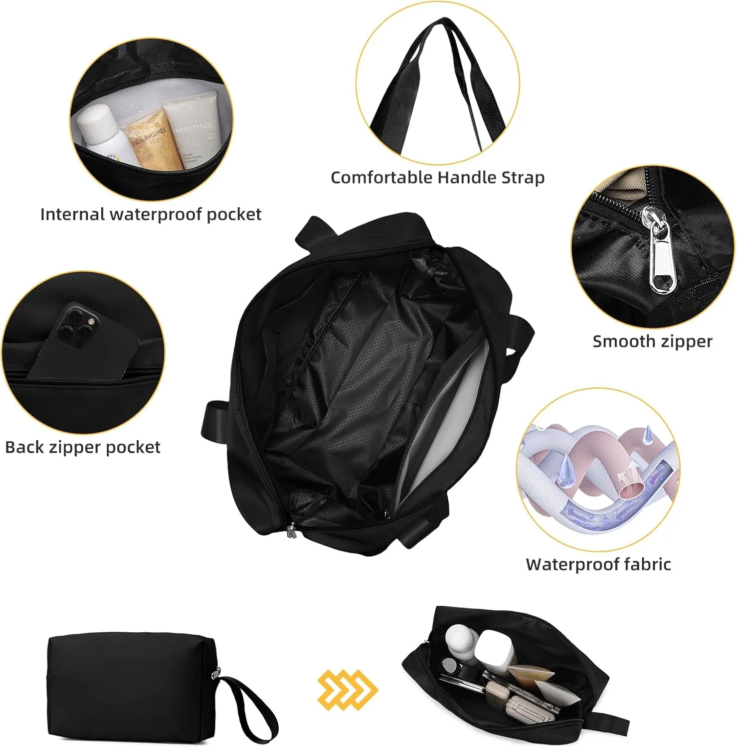 LARVENDER Luggage Sets 3 Piece with Duffel Bag, Hardside ABS Carry On suitcase sets with 360Spinner Wheels, Durable Luggage Set Clearance For Women Men, Black