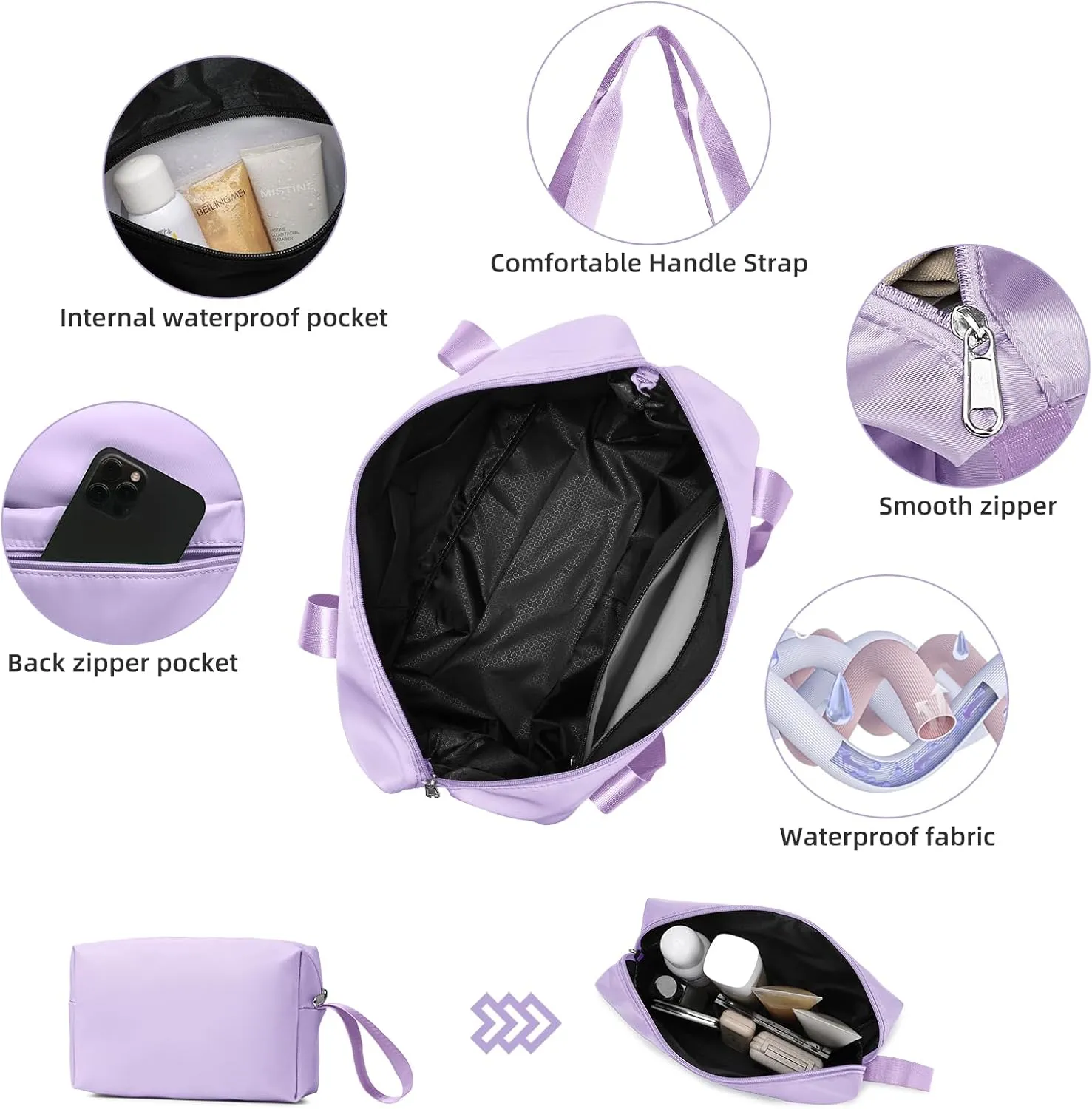 LARVENDER Luggage Sets 3 Piece with Duffel Bag, Hardside ABS Carry On suitcase sets with 360Spinner Wheels, Durable Luggage Set Clearance For Women Men, Lavender