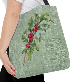 Medium Tote Bag with Holly: Evergreen Holidays, Enduring Through the Years