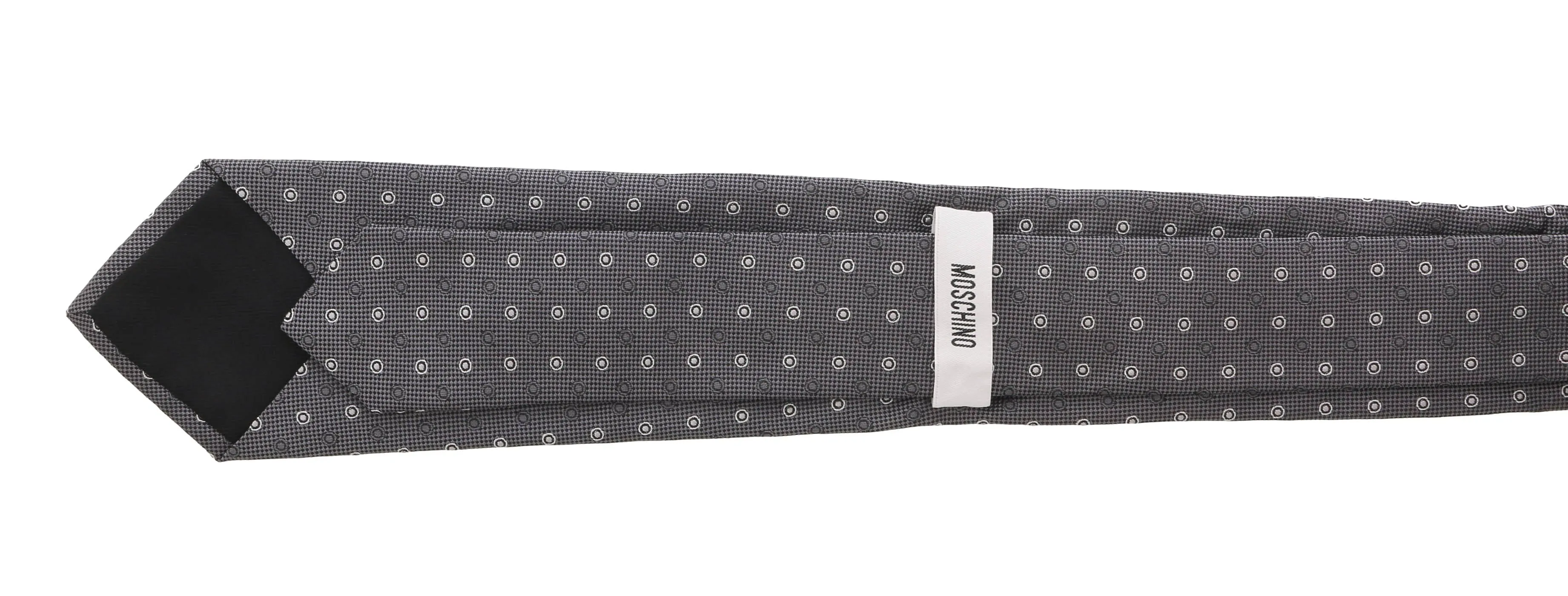 Moschino  Taditional Dot Weave Grey Silk Tie