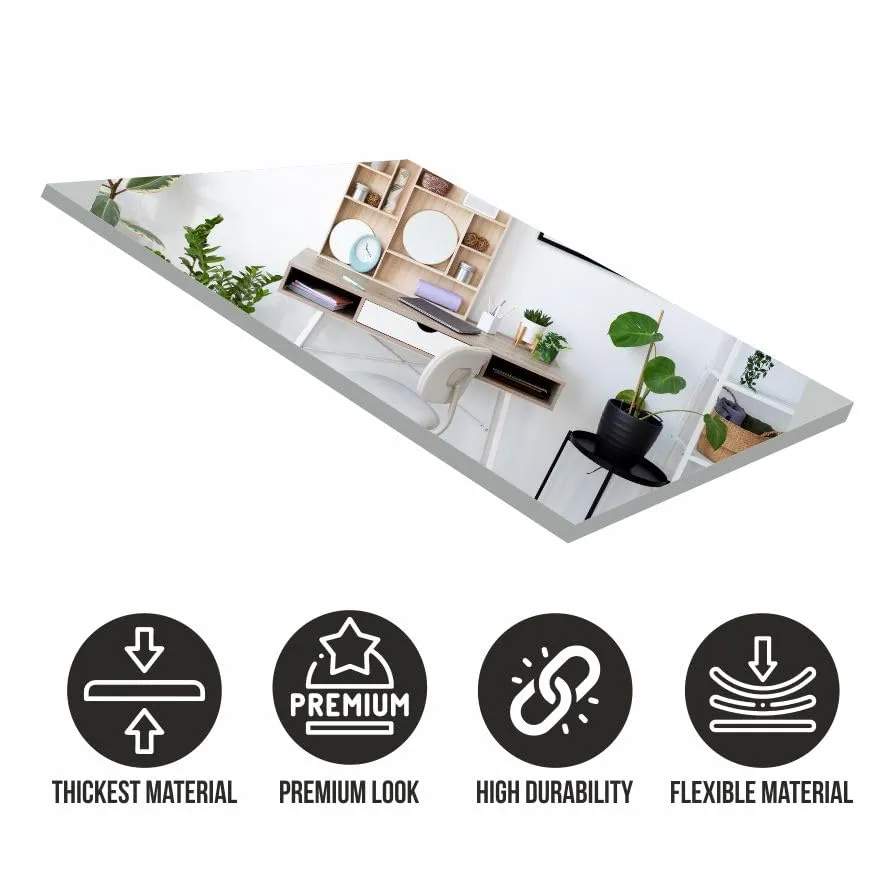 Rawpockets Palm Tree Silver Mirror Sticker for Wall, 2mm Premium 3D Sticker, Acrylic Mirror Wall Decor Sticker, Wall Mirror Stickers, Wall Stickers for Hall Room, Bed Room, Kitchen