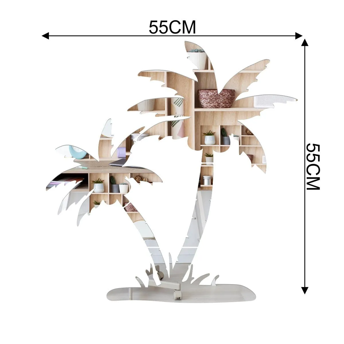 Rawpockets Palm Tree Silver Mirror Sticker for Wall, 2mm Premium 3D Sticker, Acrylic Mirror Wall Decor Sticker, Wall Mirror Stickers, Wall Stickers for Hall Room, Bed Room, Kitchen