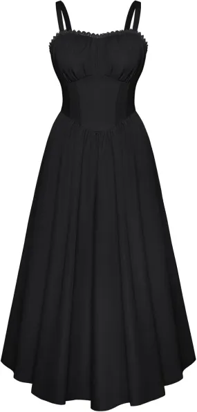 Scarlet Darkness Womens Sundress Cottagecore Summer Corset Dress with Pockets