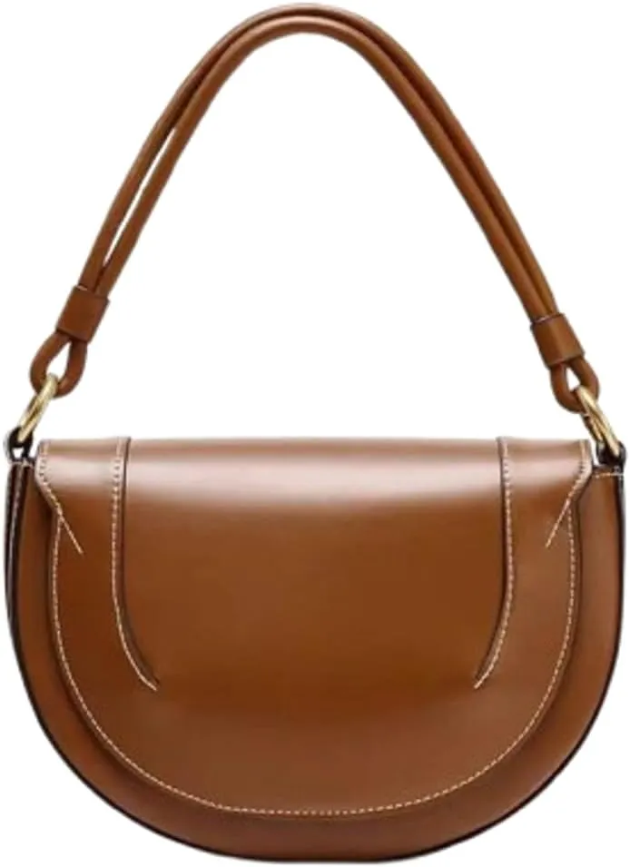 Slouchy PU Leather Crescent Hobo Bags Women Trendy Saddle Crossbody Purse Satchels Shoulder Bag Top-handle Tote Handbag