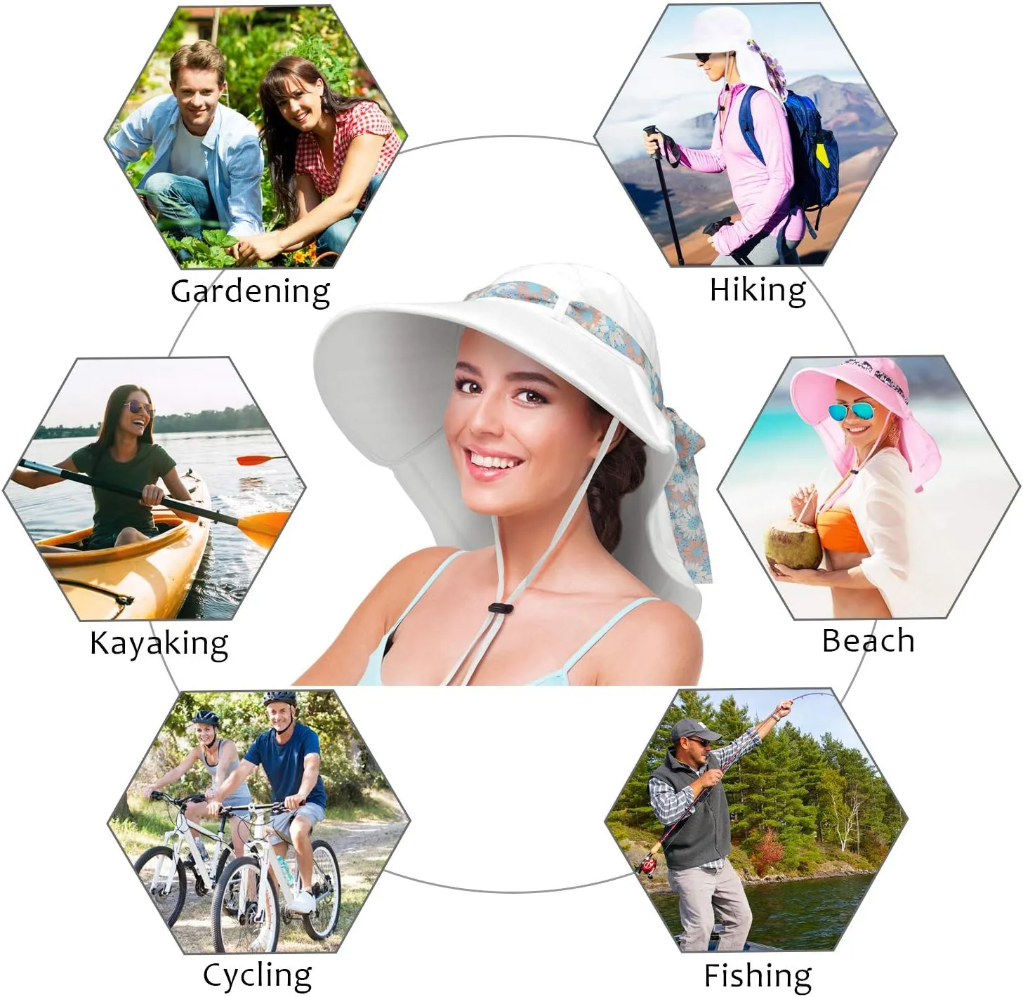 Solaris UPF 50  Wide Brim Sun Hat for Women - Small Size Packable Lightweight, Floral Scarf Cooling Hat with Neck Flap for Beach, Gardening, Travel, Hiking & Outdoor Activities