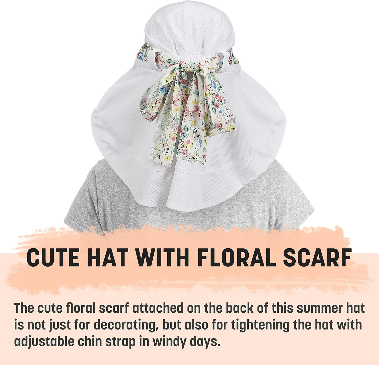 Solaris UPF 50  Wide Brim Sun Hat for Women - Small Size Packable Lightweight, Floral Scarf Cooling Hat with Neck Flap for Beach, Gardening, Travel, Hiking & Outdoor Activities