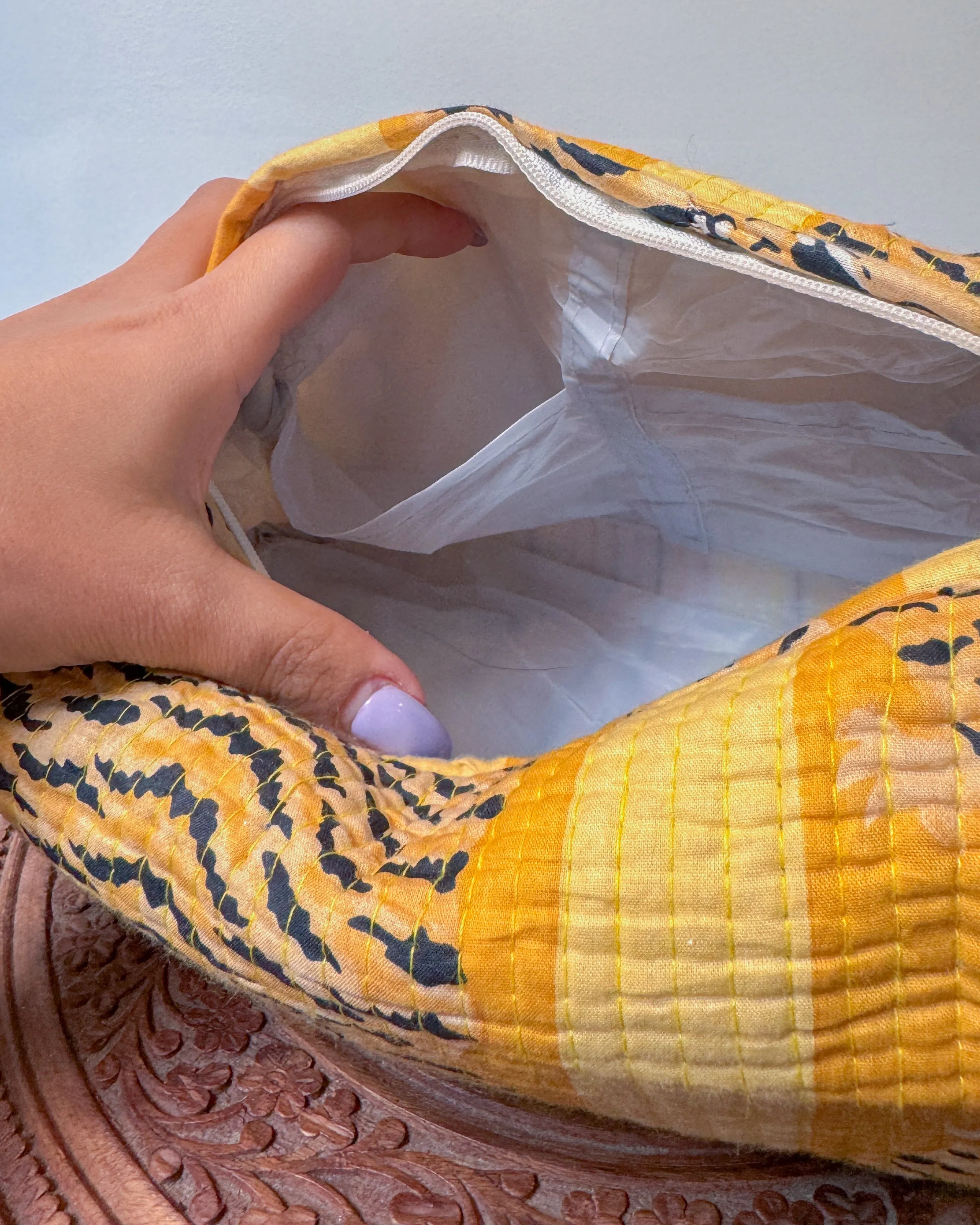Tiger yellow l Handmade Quilted Cotton Bag