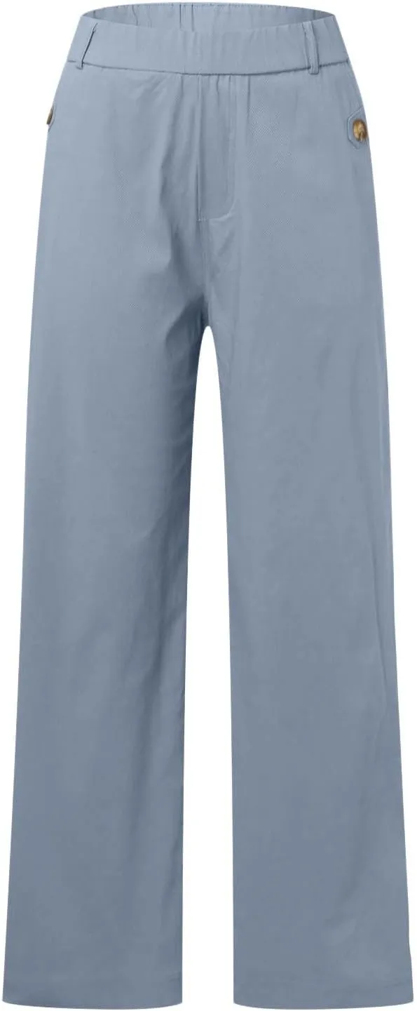 Trousers for Women Elastic Waist Plus Size Straight Wide Leg Pants High Waist Loose Fit Casual Elegant Palazzo Trousers