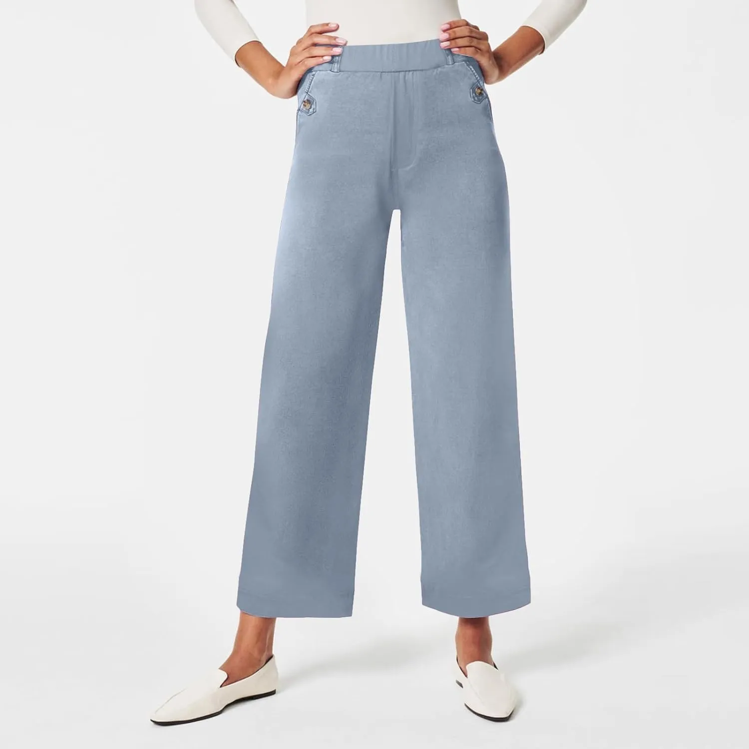 Trousers for Women Elastic Waist Plus Size Straight Wide Leg Pants High Waist Loose Fit Casual Elegant Palazzo Trousers