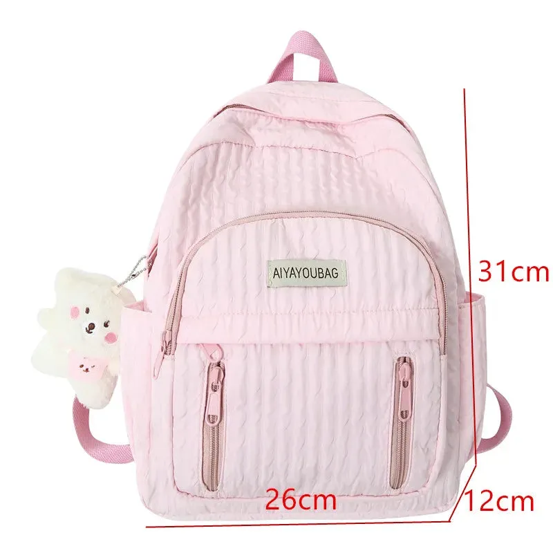 UAKISS  -  Fresh School Bags For Teenage Girls Cute Sweet Backpacks Japan And Korea Small Book Bags Fashion Pink Nylon Satchels