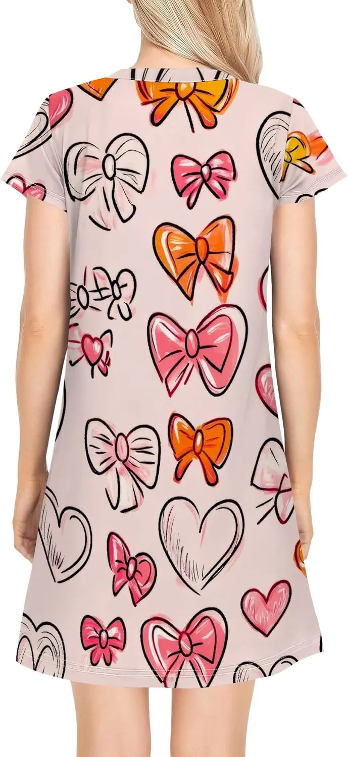 Women's Casual Loose T-Shirt A-line Dress Summer Swing Short Sleeve Dresses Sexy Fashion Mini Sundress Vacation Clothing
