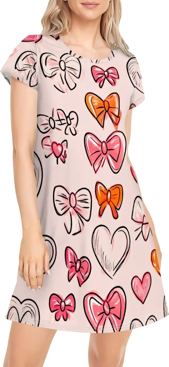 Women's Casual Loose T-Shirt A-line Dress Summer Swing Short Sleeve Dresses Sexy Fashion Mini Sundress Vacation Clothing